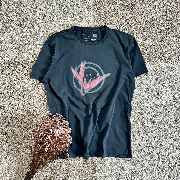 Y2K O’Neill Oneill Faded Black Regular Fit Tee Big Logo Surf Style Men’s Size L - Picture 1 of 7